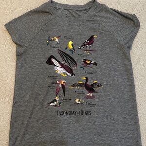 Oiselle size M Gray Taxonomy of Birds Tee
